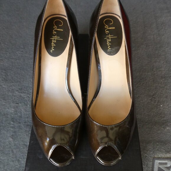 Cole Haan Mahogany Patent Heels - Picture 2 of 8